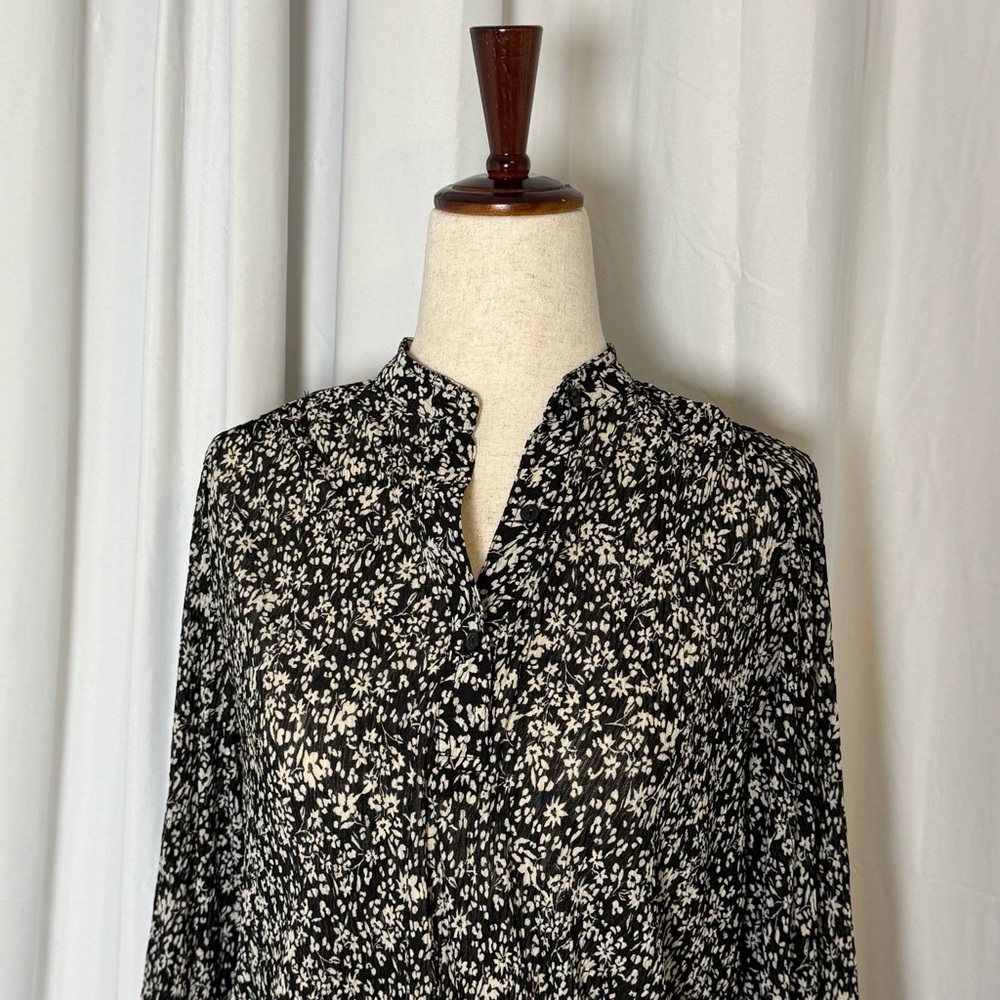 MNG Mango Floral Smocked Mini Dress Black White Boho Medium NWT - Picture 14 of 16
